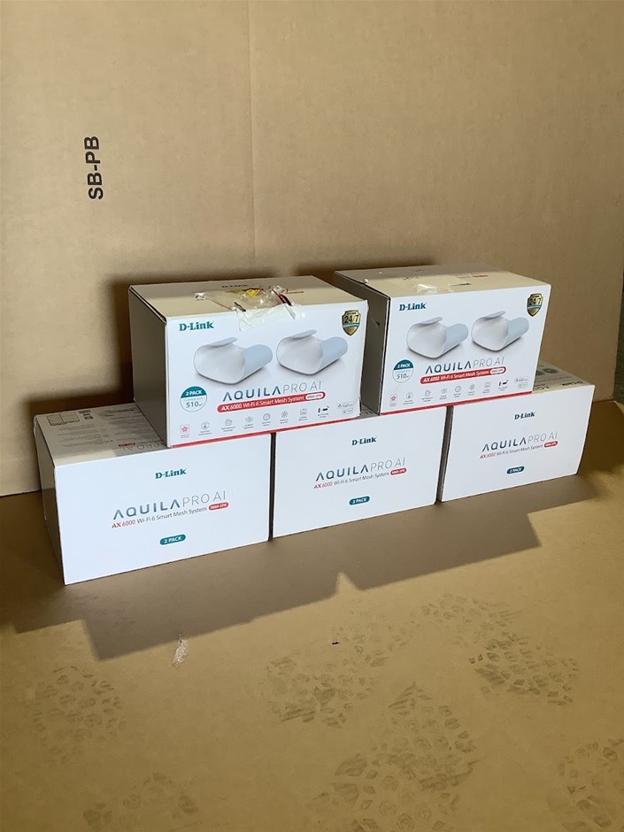 D-Link Aquila Pro AI M60-2PK AX6000 Wi-Fi 6 Mesh Router System (Lot of 5)