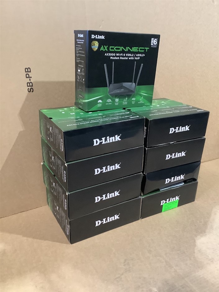 D-Link DSL-X3052E AX3000 Wi-Fi 6 VDSL2/ADSL2+ VoIP Modem Router (Lot of 9)