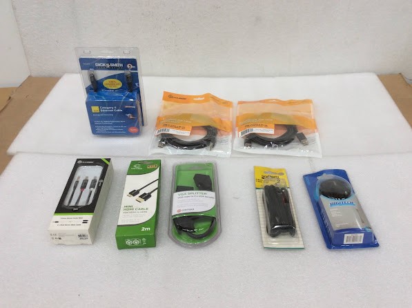 Mixed-Brand USB, Ethernet, Audio And Video Cables (Lot Of 8)