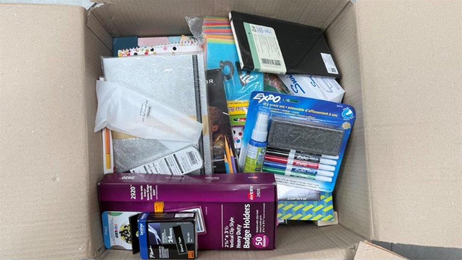 Assorted Box of Office Supplies/Stationary. NB: Items may not be in origina