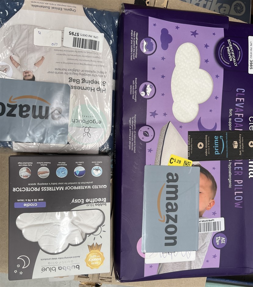 3 x Assorted Baby Products; Incl. Swaddle Bag, Mattress Topper, Foam Pillow