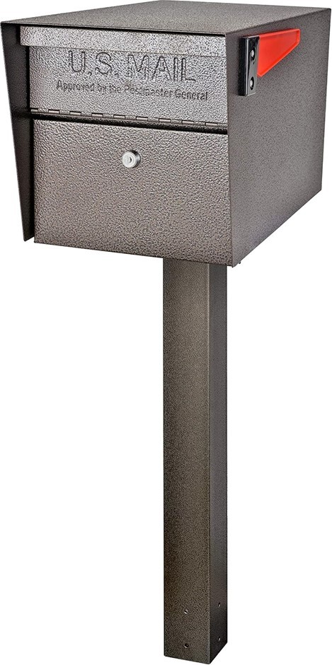 MAIL BOSS 100cm In-Ground Steel Steel Mailbox Post, Bronze. Dimensions: 10c