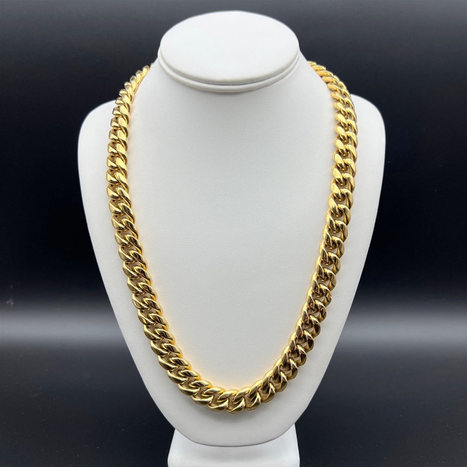 18K Gold-Plated Cuban Chain Necklace, 14MM Wide - 60.9cm