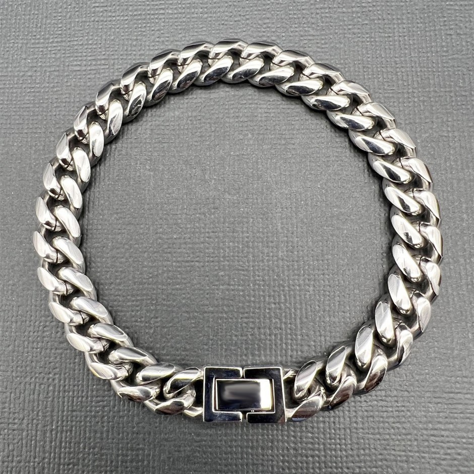 18K Gold-Filled Cuban Bracelet with Simulated Diamond Clasp, 8MM -  19cm