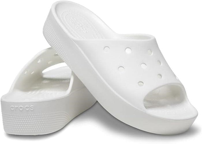 Crocs Women's Classic Platform Slide, White, US W9