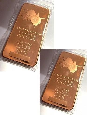 10 OZ Sydney Harbor Bridge Ingot 999 Pure Australian Copper Bullion ACB x 2