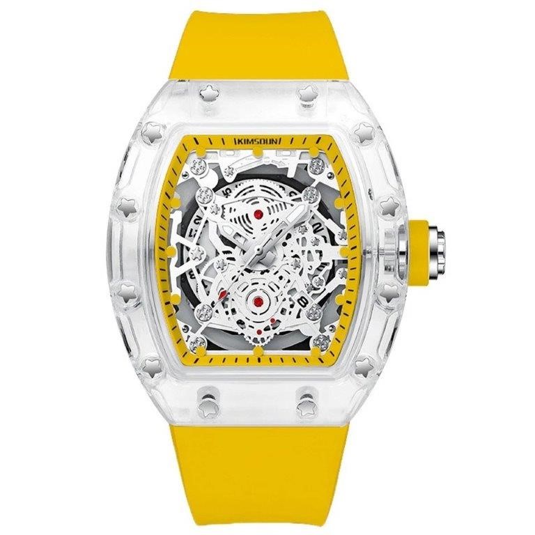 New Waterproof Men'S Watch Barrel Shaped Transparent Quartz Watch Popular
