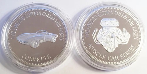 Silver Plated "Chevrolet" M/Car 1-0z HSE 999 Fine Silver Coin LTD 2,500