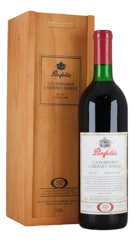 Penfolds `Bin 920` Cabernet Shiraz 1990 (1 x 750mL), Coonawarra, SA.