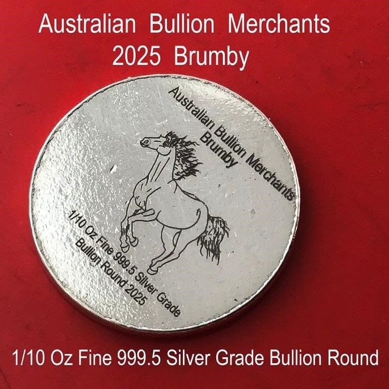 1/10 Oz 999.5 Silver Brumby 2025 Australian Bullion Merchants Round