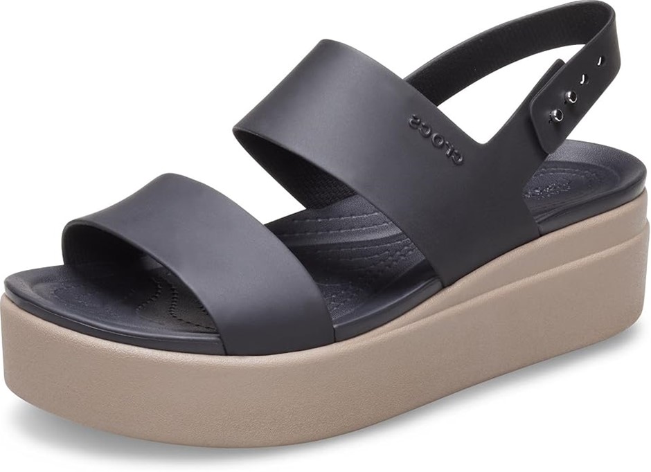 CROCS Women's Brooklyn Low Wedge Sandal, US W11Black/Mushroom, 206453. NB: