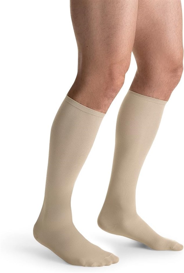 1 pair x Jobst Travel Compression Socks, Knee High, 15-20 mmHg, Beige, Size