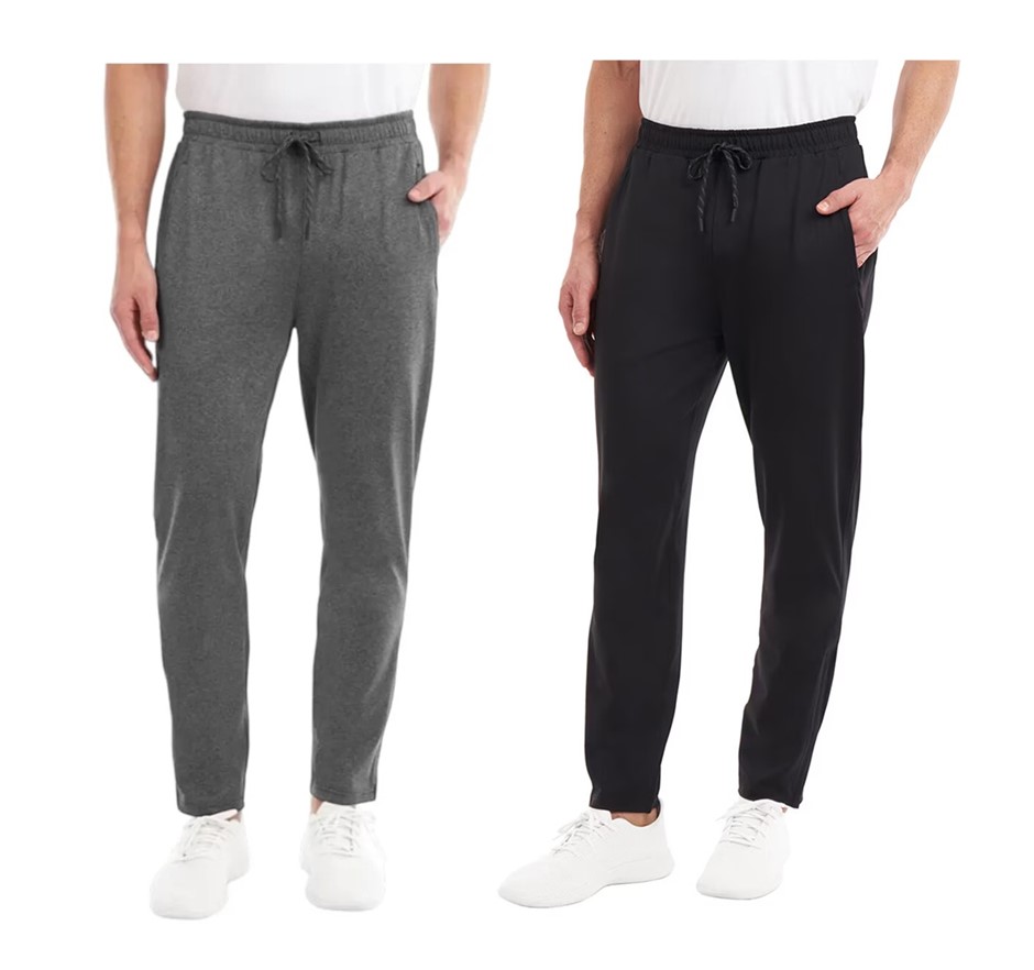 2 x KSIGNATURE Men's Active Pants, Size XL, Black & Grey, 7771465.