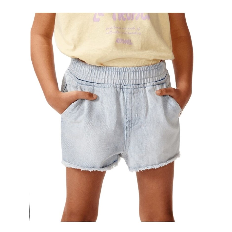 RIP CURL Girl's Tara Shorts, Size 3-4, Blue Ice. RRP: $49.99.
