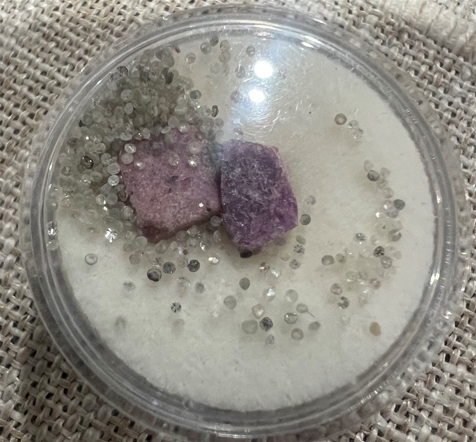 1.60 carat diamond various plus 3.09 carat ruby rough
