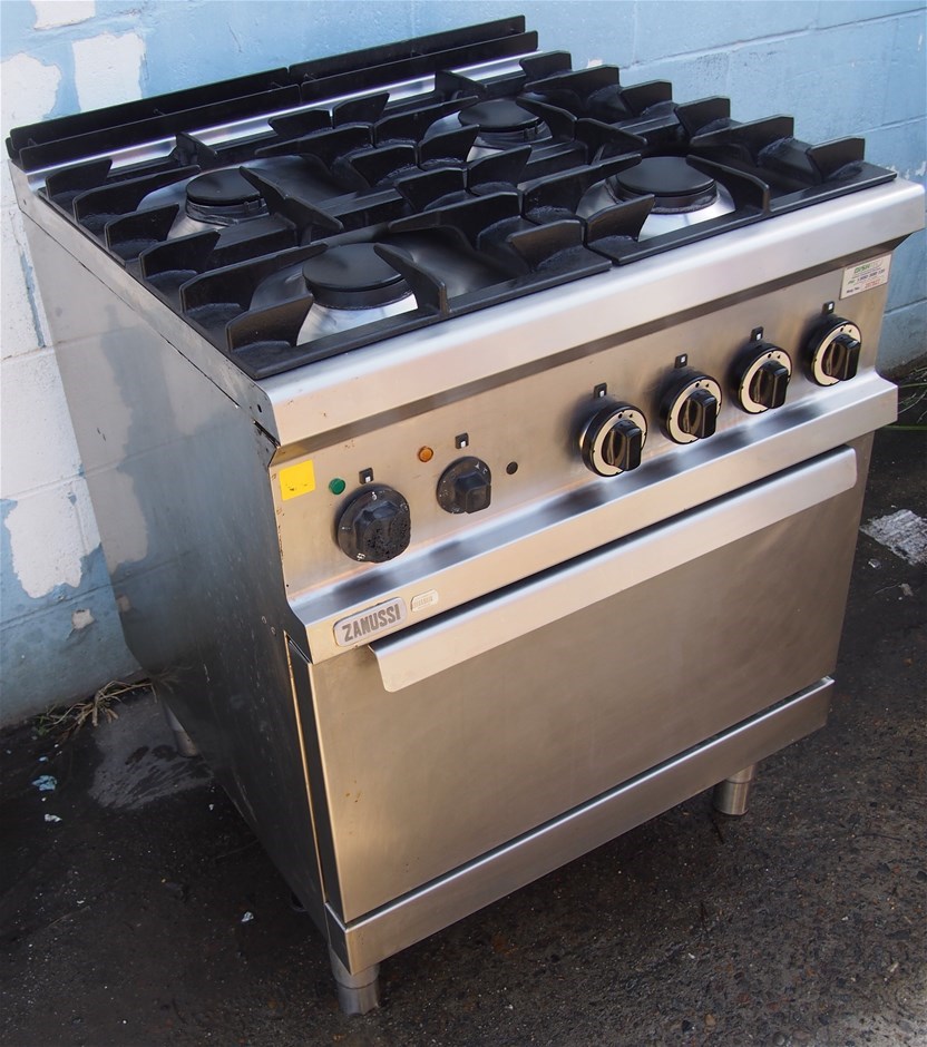 ELECTROLUX/ ZANUSSI GAS 4 BURNER STOVE WITH ELECTRIC OVEN STAINLESS