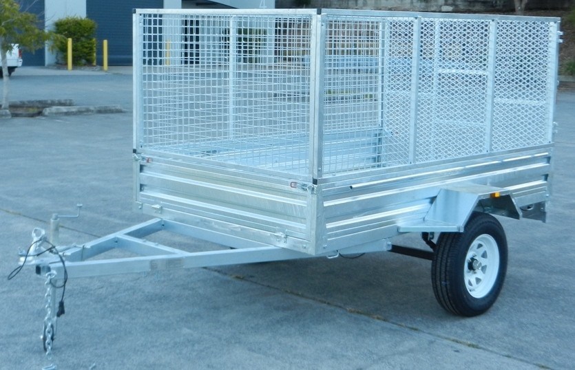 8x5 Galvanised Box Trailer with 900mm Mesh Cage & Tilt Mesh Ramp ...