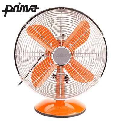 Prima 30cm Retro Desk Fan: Orange/Chrome