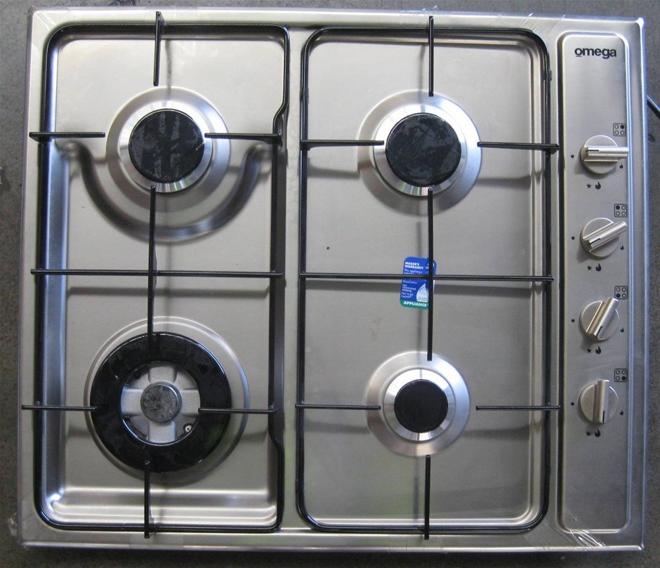 Omega 60cm Stainless Steel Gas Cooktop. Model OG61XA. ORP 499