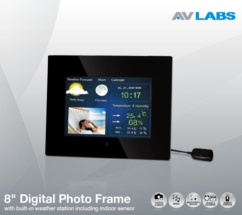 Buy AvLabs 8 Inch Digital Photo Frame with Builtin Weather Station