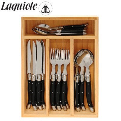 Buy Laguiole Elite 24 Piece Cutlery Set - Black | Grays Australia