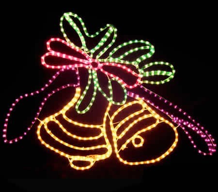 Christmas Bells with Holly & Red Bow Lig