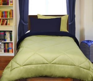 Navy Green Reversible Comforter Set - Qu