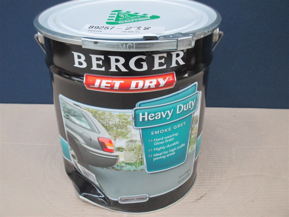 Berger Jet Dry 10 Litre Heavy Duty Smoke Grey Auction (00283128950