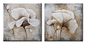 Painting On Canvas Beige Flower Abstract