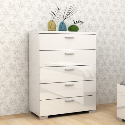 Elisha High Gloss 5 Drawer Tallboy Chest