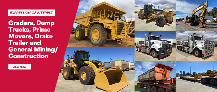 Graders, Dump Trucks, Prime Movers, Drake Trailer and General Mining/ Construction Equipment