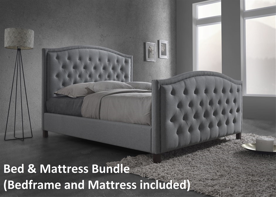 Luxury Queen Size Fabric Bed Frame With, Queen Bed Frame And Mattress Bundle