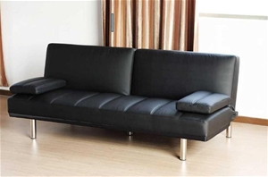 Italian Design 9P Black PU Leather Sofa 