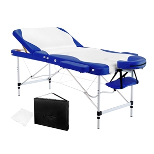 Aluminium Massage Table 3 Fold White Blu