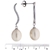 White Pearl & Cubic Zirconia Curved Drop SS Earrings