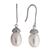 White Pearl & Cubic Zirconia Sterling Silver Drop Earrings