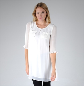 Lil' D Womens Tunic Top with Lace Pocket