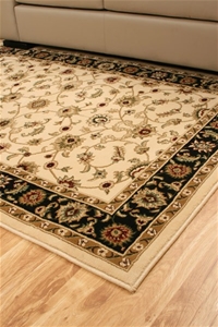 Classic Design Rug - Ivory with Black Bo