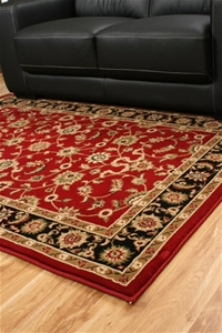 Classic Design Rug - Red with Black Bord
