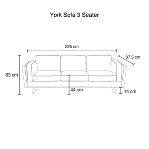 3 Seater Sofa Beige Fabric Lounge for Li