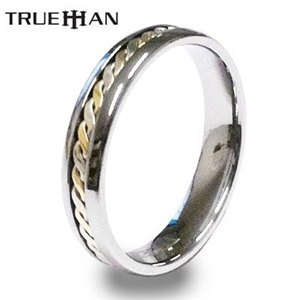 Bee Trueman Tungsten Ring With Gold Inla