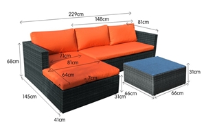 Malibu 3pc Outdoor Sofa Furniture Set wi
