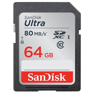 SanDisk 64GB SDHC Class 10 Ultra 80MB/S 