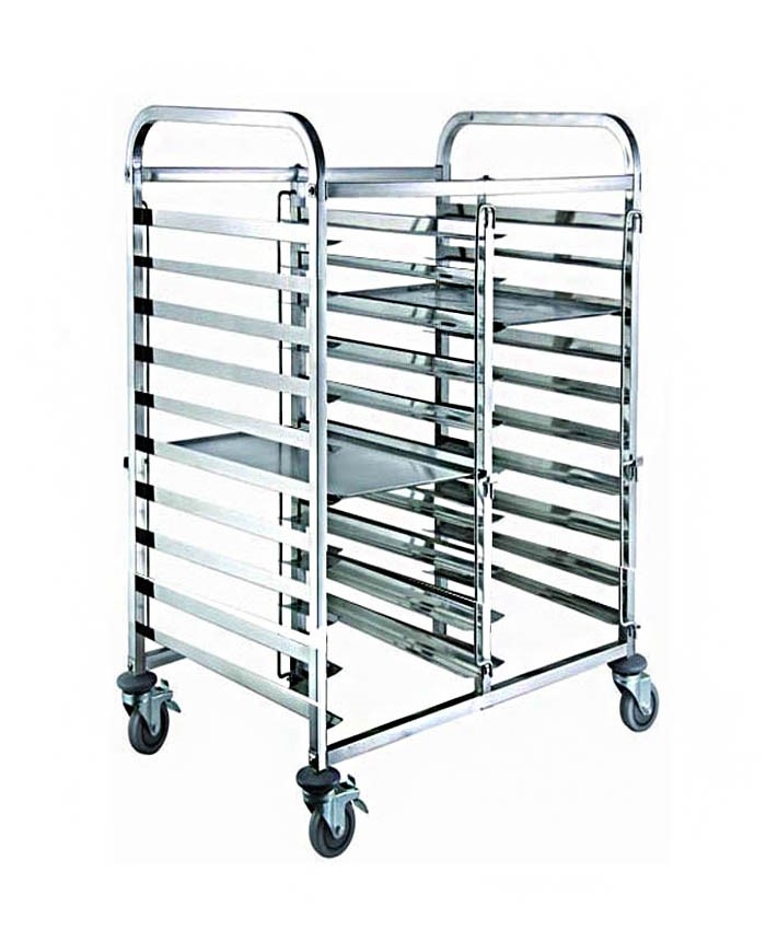 Commercial 20 Tier Stainless-Steel Baking Rack Trolley with Castor Stainless Steel Bakers Rack On Wheels