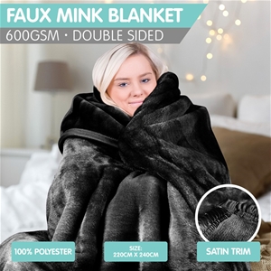 600GSM Double-Sided Queen Faux Mink Blan