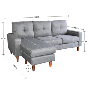 Sarantino Linen Corner Sofa Couch Lounge