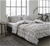 Printed Quilt Cover Set Beige/White Check - QUEEN