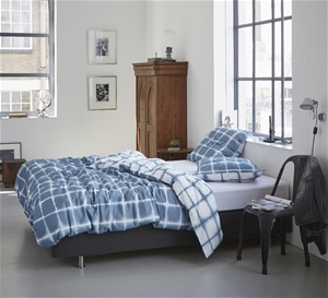 Printed Quilt Cover Set Blue/White Check