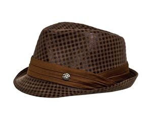 Dents Mens Check Fabric Trilby Hat