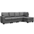 Artiss 5 Seater Sofa Bed Lounge Chair Chaise Suite Couch Fabric Dark Grey